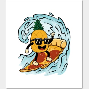 Surfing Pineapple Pizza Posters and Art